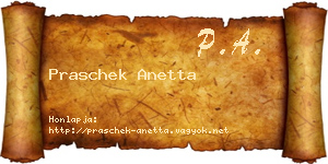 Praschek Anetta névjegykártya